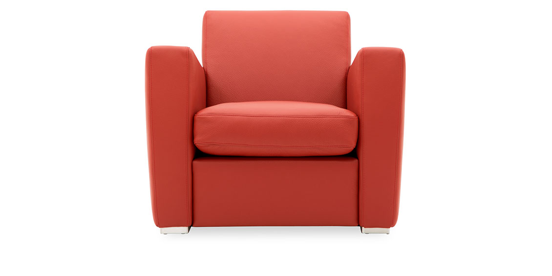 KING CARL II - Loungesessel in Leder Jumbo rot