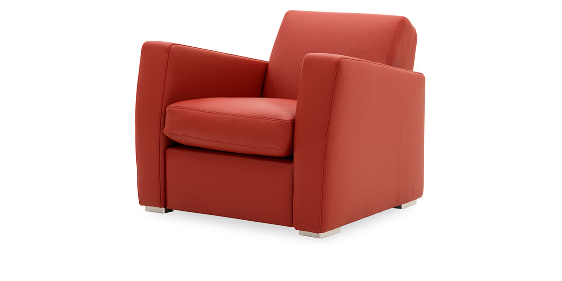 KING CARL II - Loungesessel in Leder Jumbo rot