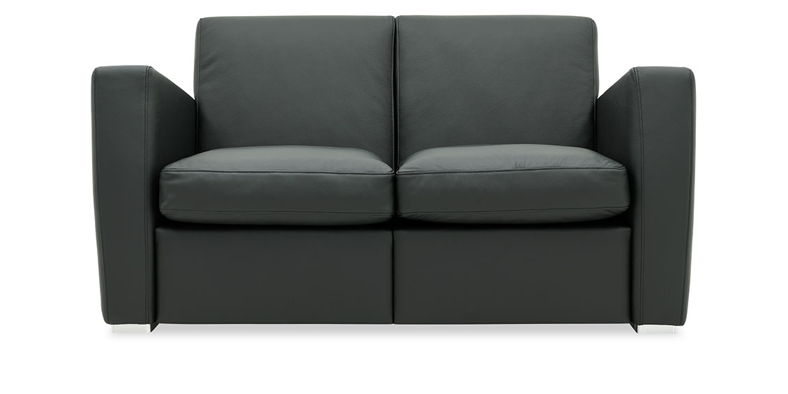 KING CARL II - 2 Platz Sofa in Leder Napoli schwarz
