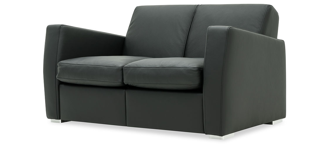 KING CARL II - 2 Platz Sofa in Leder Napoli schwarz