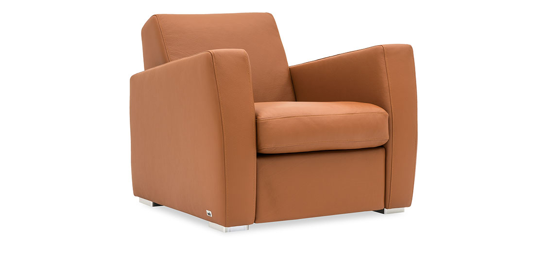 KING CARL II - Loungesessel in Leder Rustik tabacco