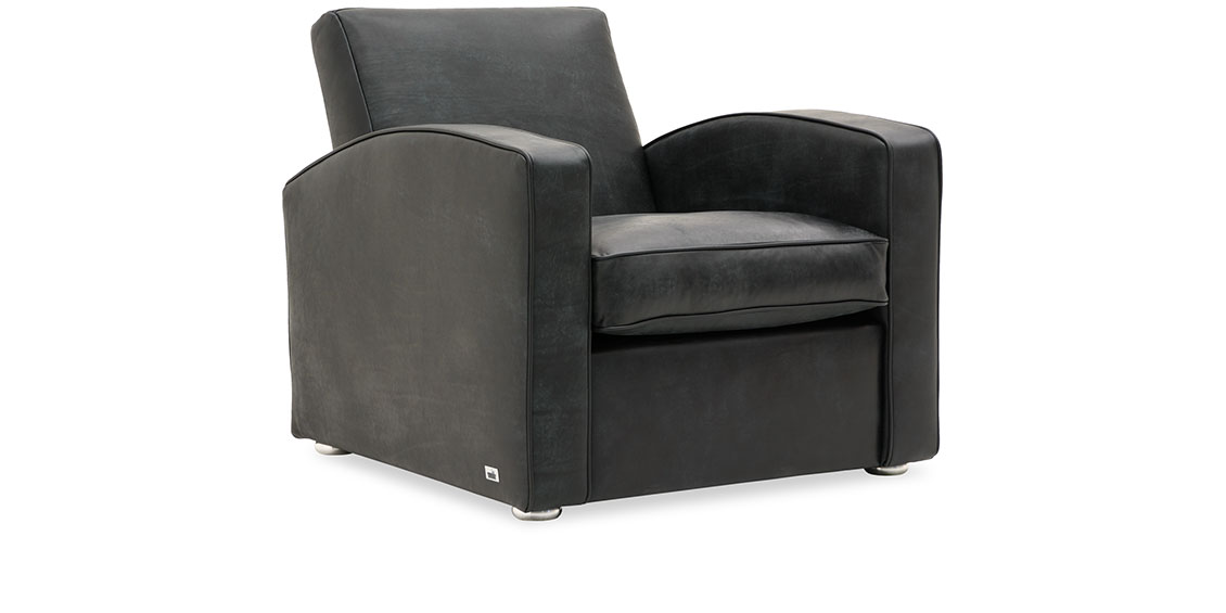 KING CARL I - Lounge Sessel in schwarzem Leder Saddle