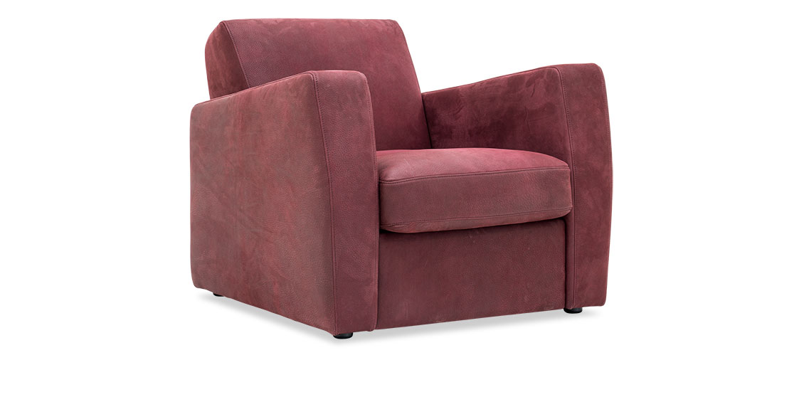KING CARL II - Loungesessel in Nubukleder Stonewashed merlot Seitenansicht