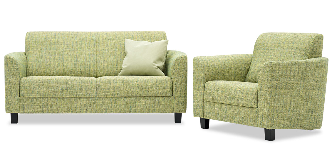 LIBERTY-COMO - Couchgarnitur mit Sessel in Stoff Cover hellgrün meliert
