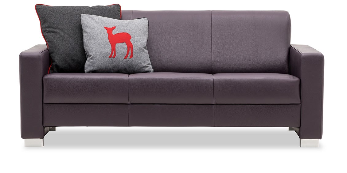 LIBERTY-Jamaika - 3 Platz Sofa in Leder Club aubergine