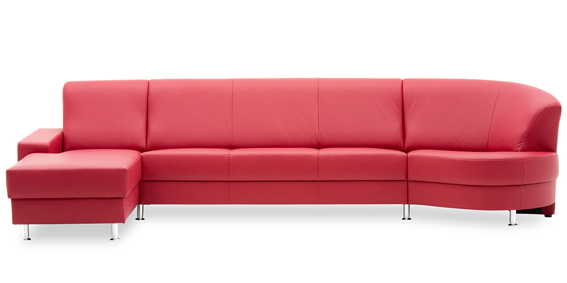 LIBERTY-Ohio - Longchair mit 3 Platz Korpus und Rhombus in rotem Leder