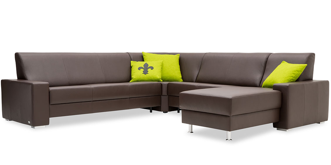 LIBERTY-Ohio - Eckkombination in Leder Rustik espresso