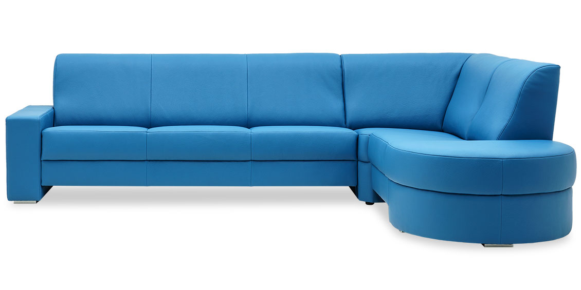 LIBERTY-OHIO - Ecksofa in Leder Club lagune hellblau