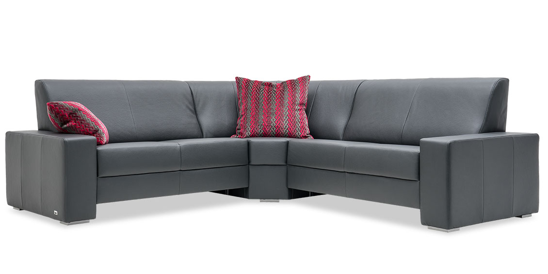 LIBERTY-OHIO - Ecksofa mit runder Ecke in Leder Jumbo Lava