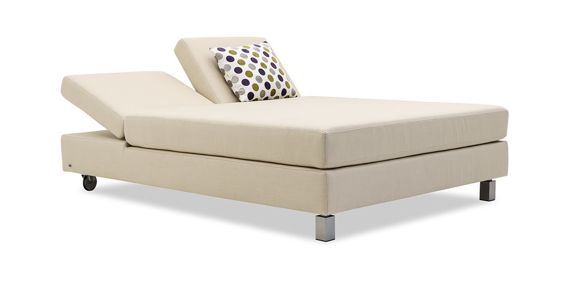 LIVING - doppel Liegesofa mit verstellbaren Kopfteil in Stoff Verotex Alfreso beige