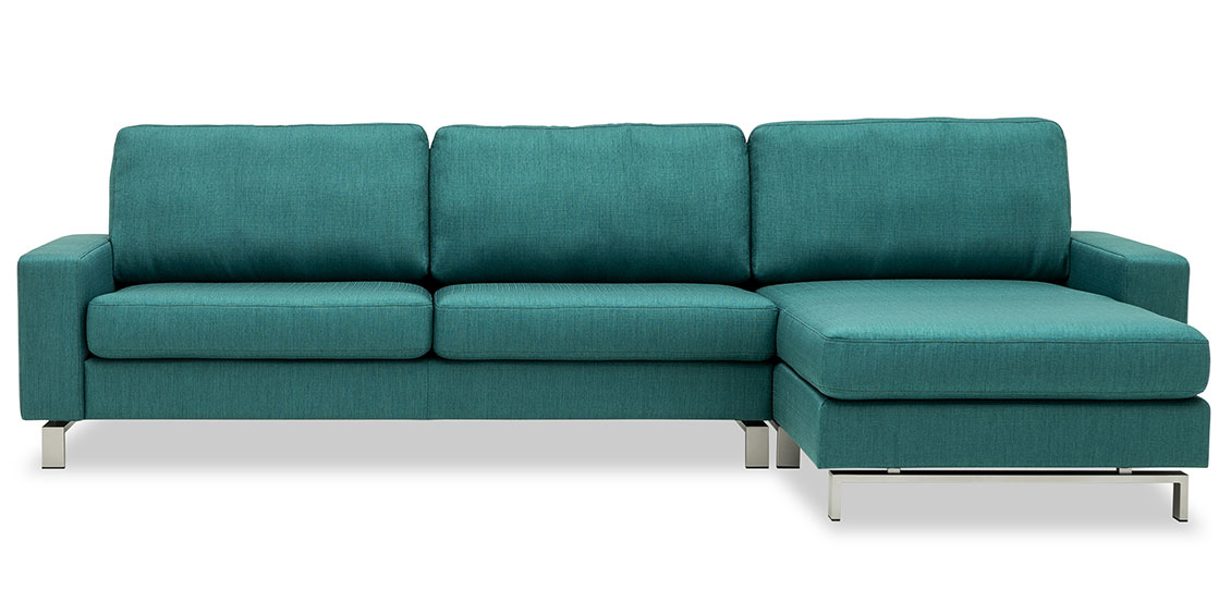 MENTA - 2,5 Platz Sofa mit Longchair in Stoff Chivasso Carlucci Member