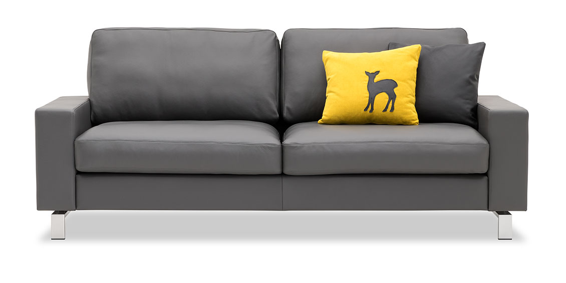 MENTA - 2,5 Platz Sofa in Leder Napoli grau