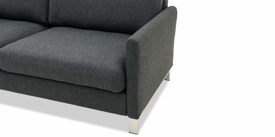 MILO - Detailansicht Armlehne mit Funktion in grauen Stoff