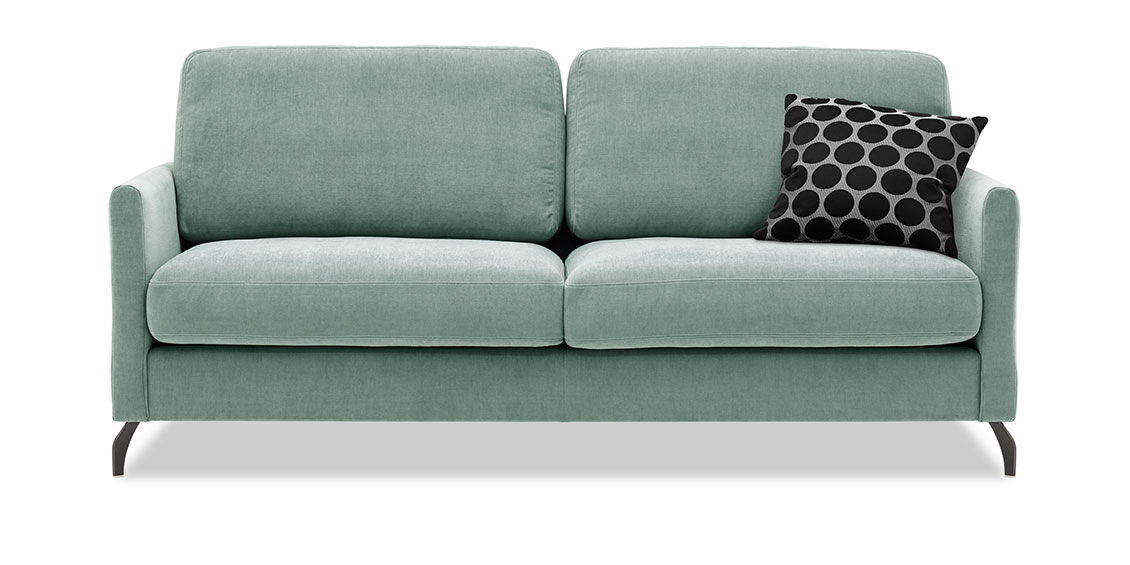 MILO - 2,5 Platz Sofa in Stoff mint mit Dekokissen
