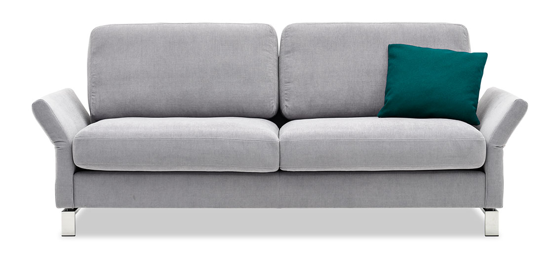 MILO - 2,5 Platz Sofa in hellgrauen Stoff mit Zirkissen