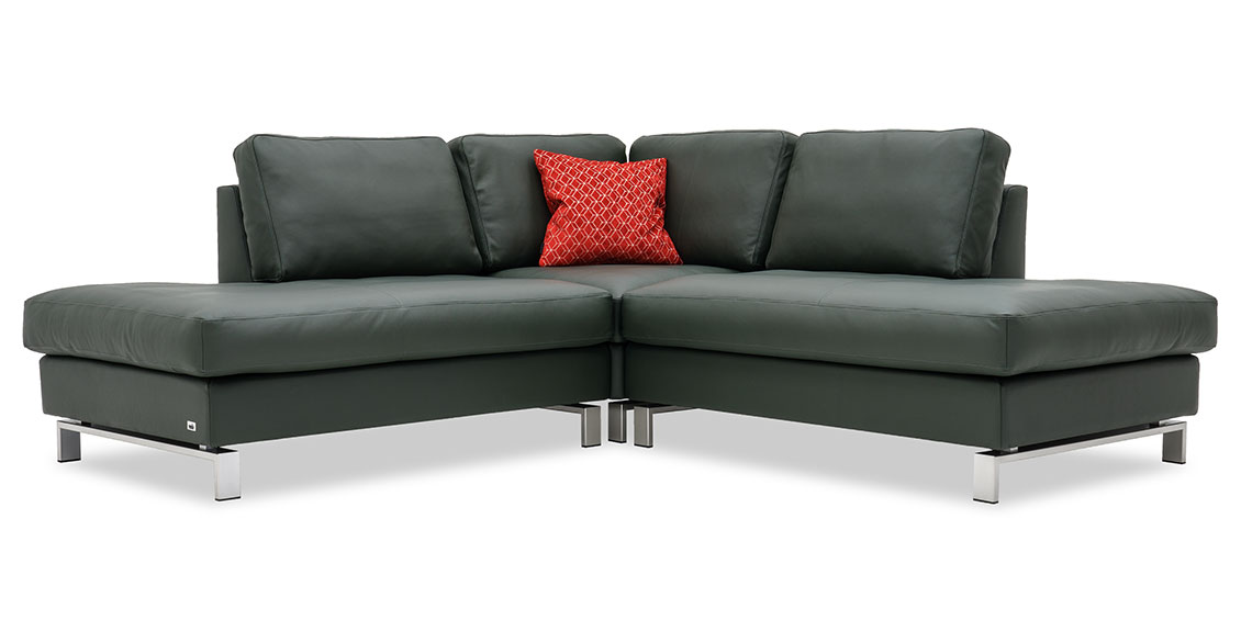 MILO - Ecksofa ohne Armlehne in Leder Napoli army-green