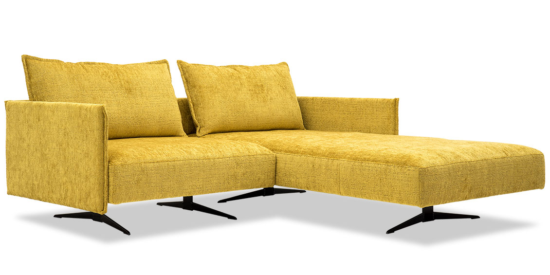 OCEAN - 1 Platz Sofa mit Longchair in Stoff JAB Balou gelb