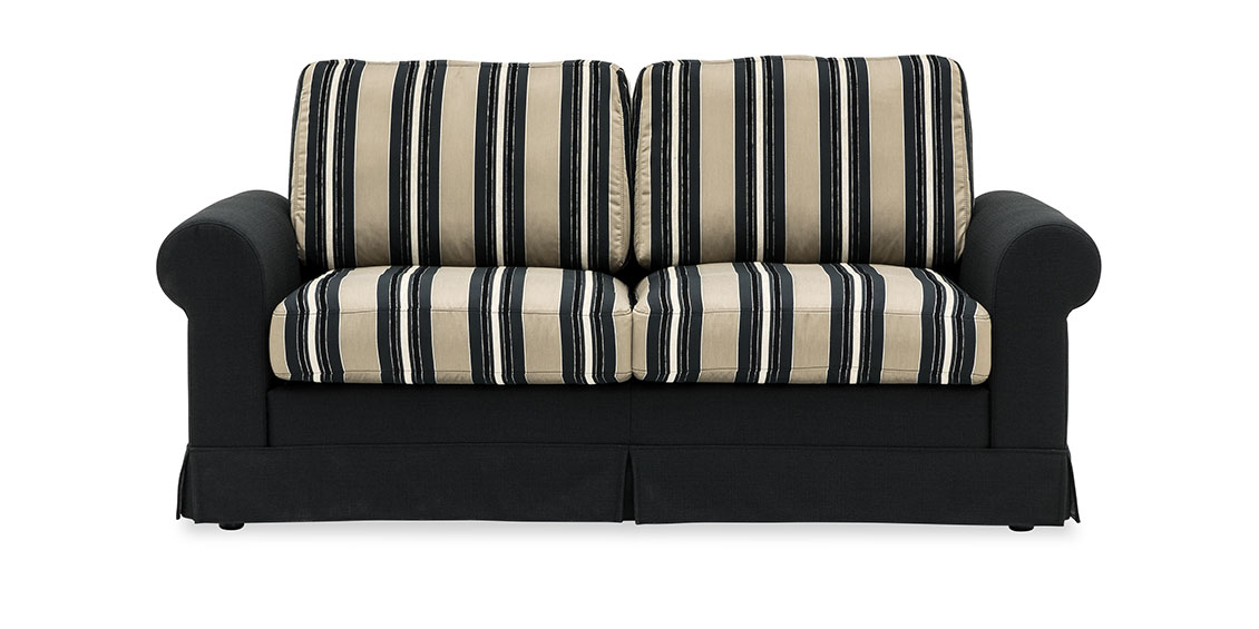 ORA - 2 Platz Sofa in einer Stoffkombination von S & V Country chic und schwarzem Stoff