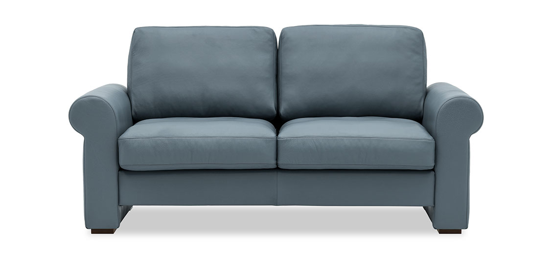 ORA - 2 Platz Sofa in blau-grauen Leder Rustik Jeans