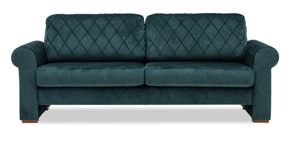 ORA - 2,5 Platz Sofa im Stoff Velours flaschengrün