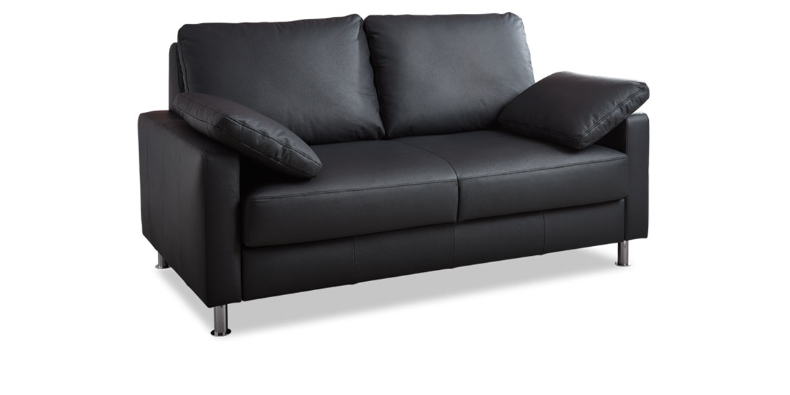 SCHLAFSOFA - in schwarzen Leder mit