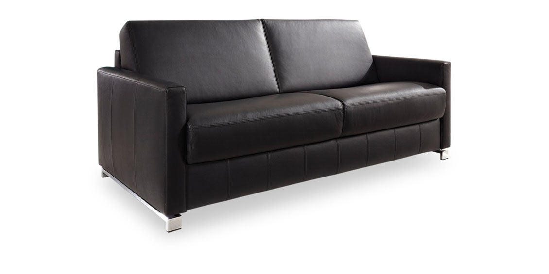 SCHLAFSOFA - in braunen Leder