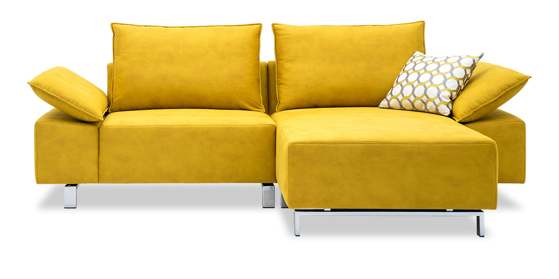 PABLO - 1,5 Platz Sofa mit Longchair in Stoff Buffalo safran