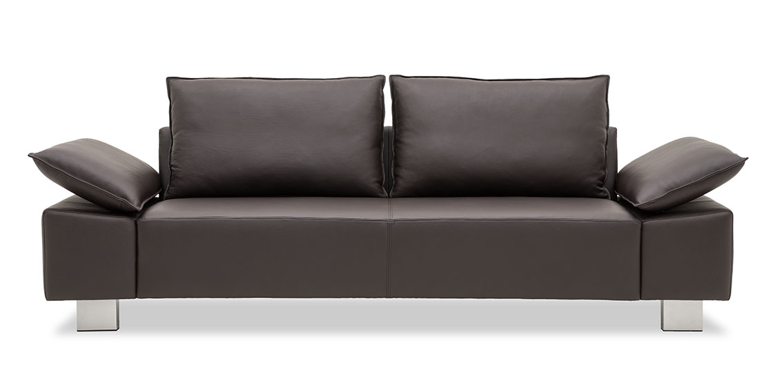 PABLO - 2,5 Platz Sofa in Leder Rustik schwarz-braun mit Effektnaht