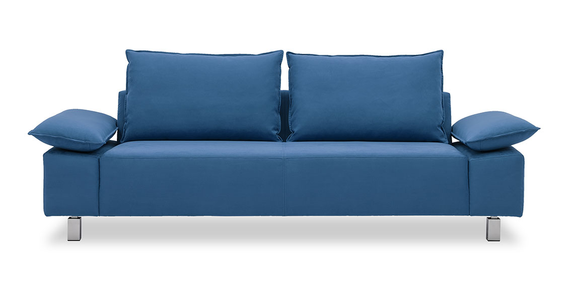 PABLO II - 2,5 Platz Sofa mit klappbaren Armlehnen in Mikrofaser S+V Like Suede blau