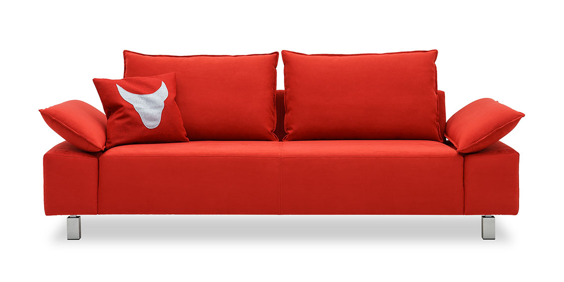PABLO II - 2,5 Platz Sofa mit klappbaren Armlehnen in Mikrofaser S+V Like Suede rot