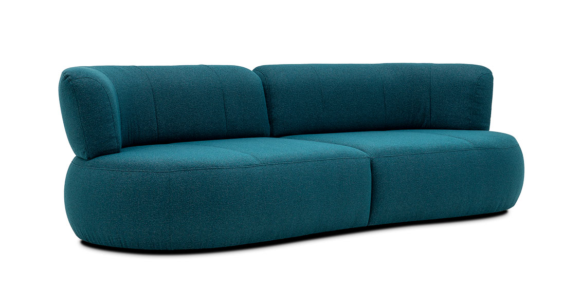 Palazzo II - Sofa aus zwei Recamieren, bezogen in türkidsgrünen Stoff von JAB Chill