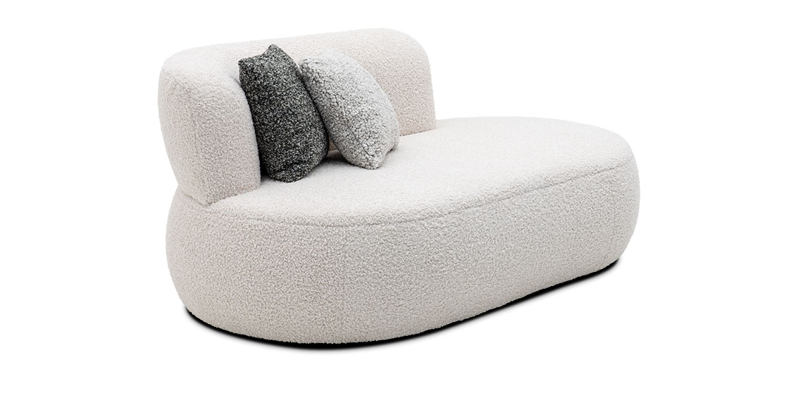 Palazzo II - Recamiere mit Rondo, bezogen im hellen Stoff JAB Carlucci Tender Mind mit Zierkissen