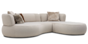 PALAZZO II - seitliche Ansicht Sofa + Longchair, bezogen im Mikrofaser Stoff Höpke Fellow Sari beige