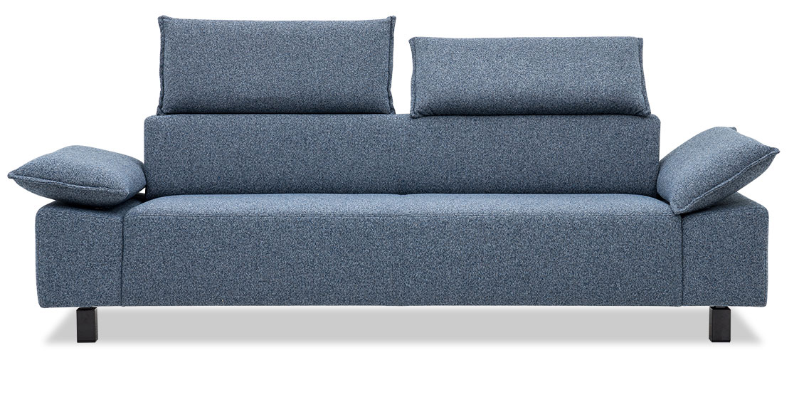 QUANTUM - 2,5 Platz Sofa mit Kopfstütze in Stoff Duffy blau