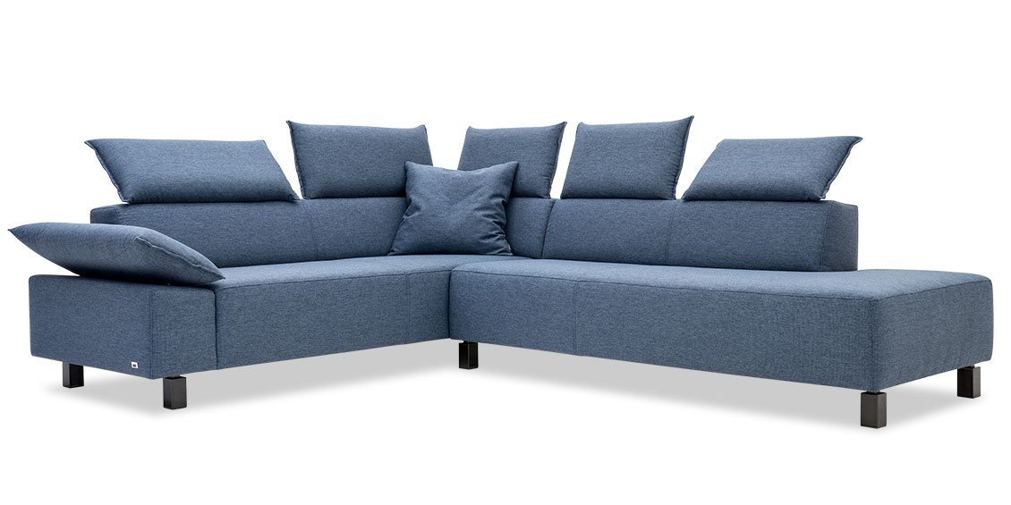 QUANTUM - Ecksofa im Sondermaß in Stoff Fine Prima blau-grau