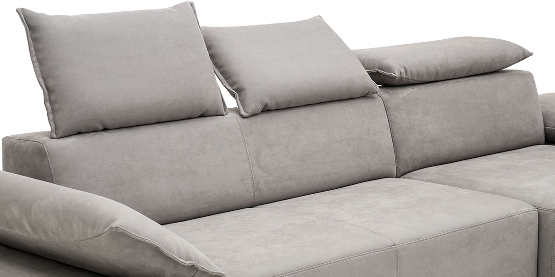 QUANTUM - Detailbild der verstellbaren Schulterstütze in Mikrofaserstoff S&V Saviba grau