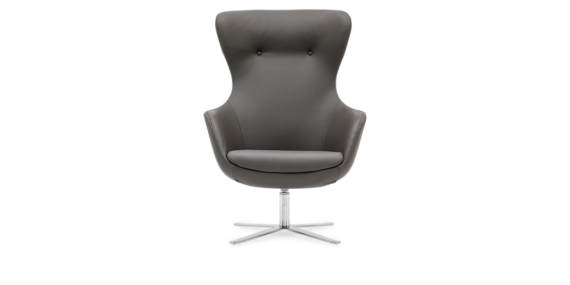 QUEEN - Hochlehner Sessel in Leder Prescott greyshadow