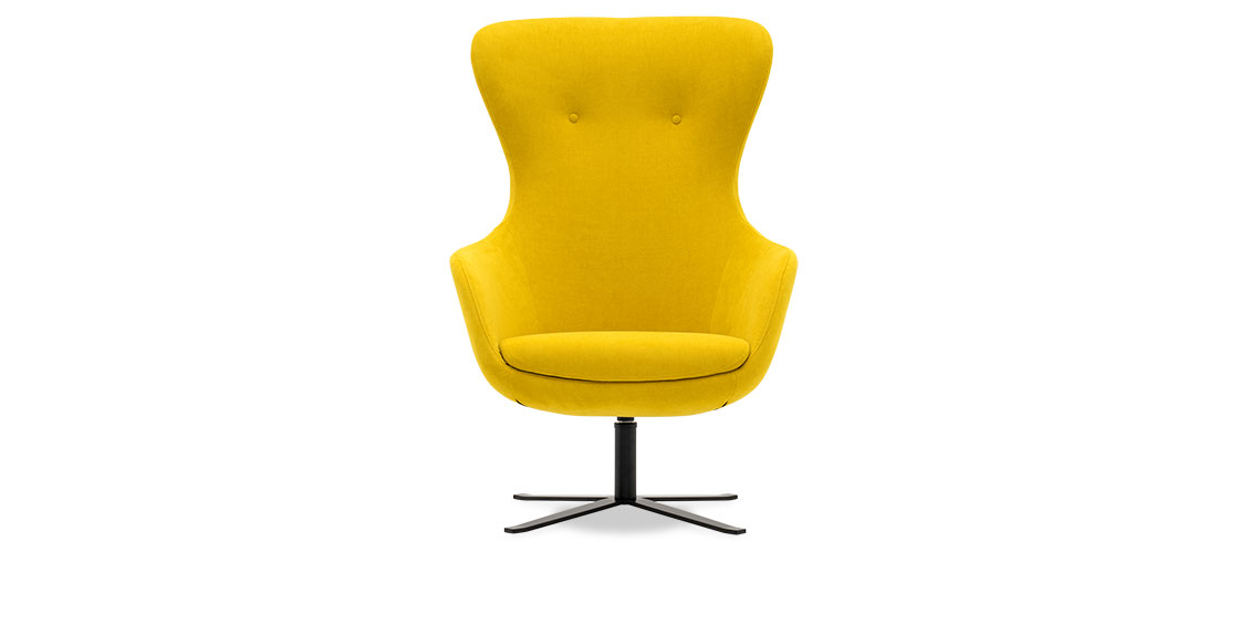 QUEEN - Hochlehner Sessel 360 grad drehbar in Stoff Villena Curry