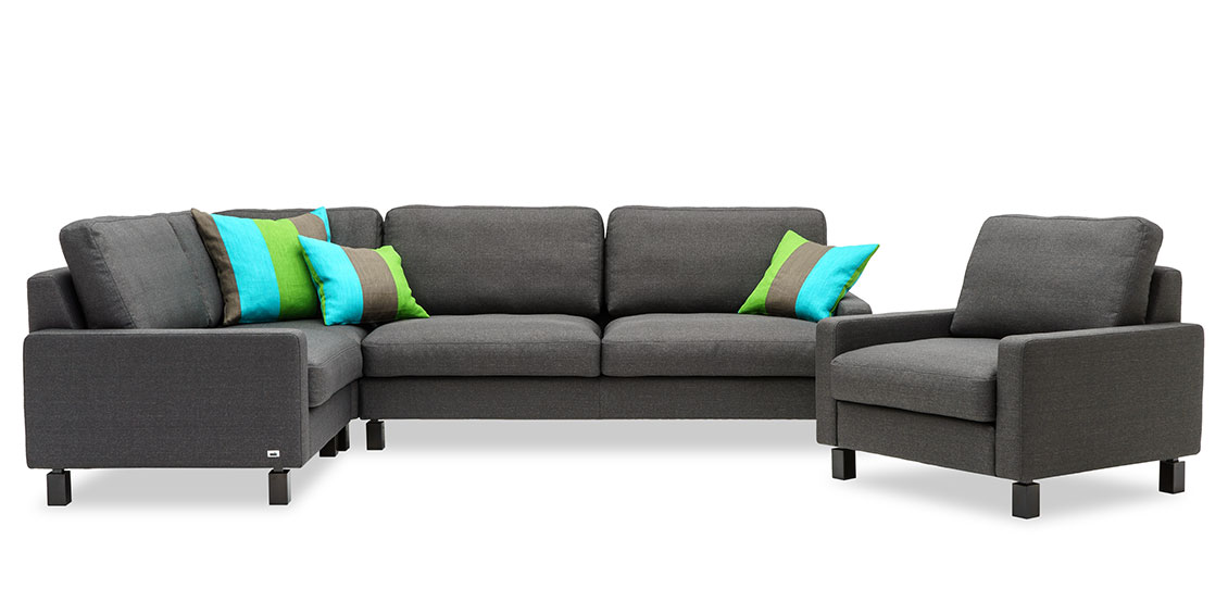 SALMA - Ecksofa mit Sessel in Stoff Wöstmann Toronto anthrazit