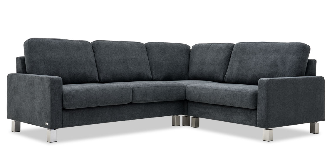 SALMA - Ecksofa in Stoff Elastron Bronx black