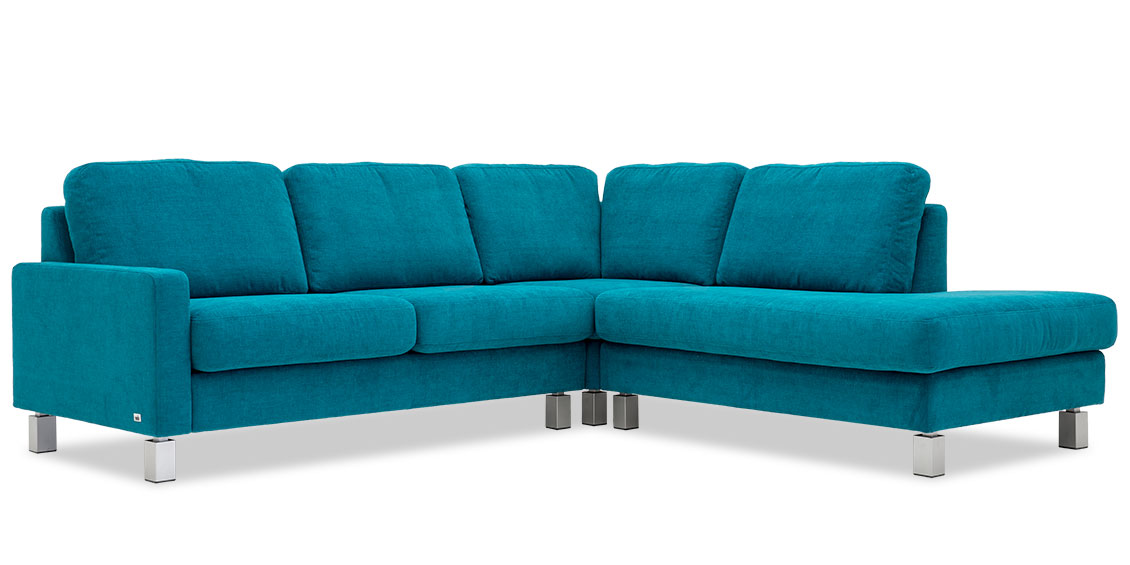 SALMA - Ecksofa in Stoff Elastron Bronx black Elastron Apollo Turquoise