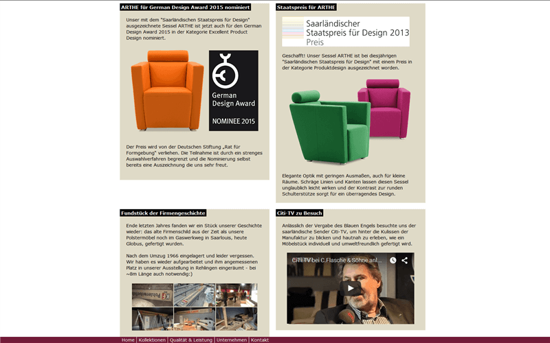 Screenshot alte Website c. Flasche - Startseite