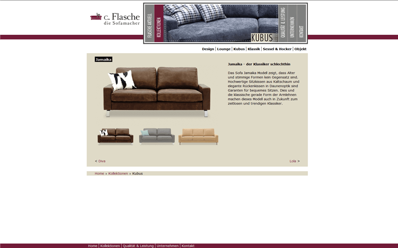 Screenshot alte Website c. Flasche - Sofa Jamaika