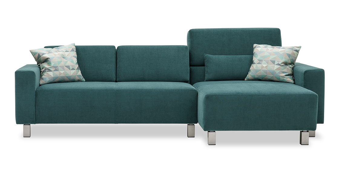 SIRIUS - 2 Platz Sofa mit Longchair in Unistoff Sonnhaus Villena achat dark teal
