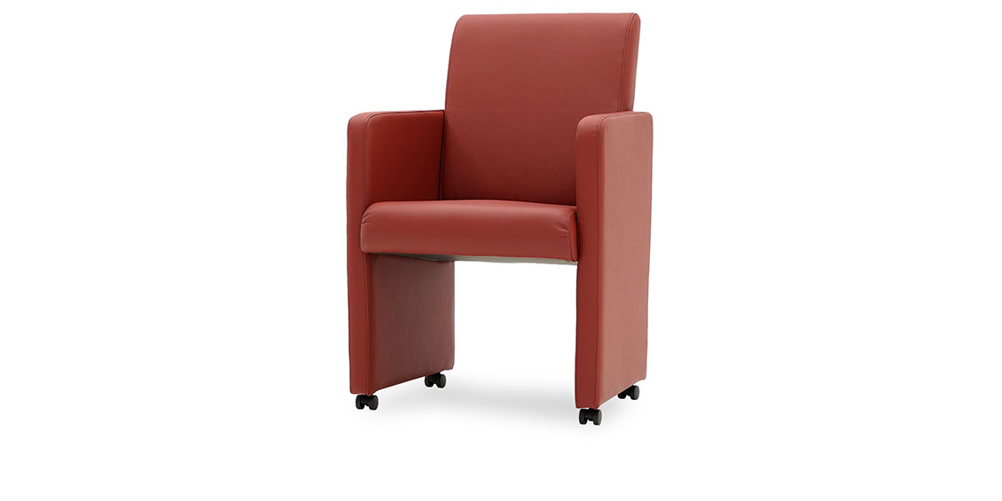 SOLO - Sessel in Leder Brasilia rot mit Rollen