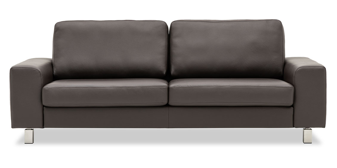 TERRA - 2,5 Platz Sofa in Leder Jumbo braun mit Effektnaht