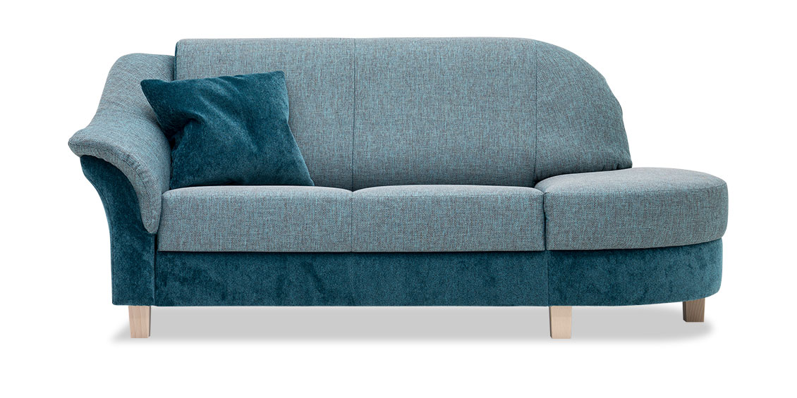 TURIN - 2 Platz Sofa mit Rondo in Kombistoff Clarke & Clarke Purus Maculo Teal S&V Verano