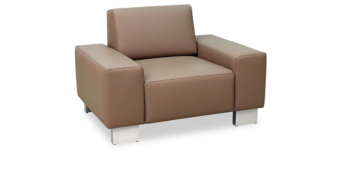 VENTO - Sessel in grau-beigem Leder