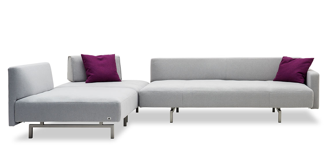 WAVE - Ecksofa Elemente mit Zierkissen in grauem Stoff