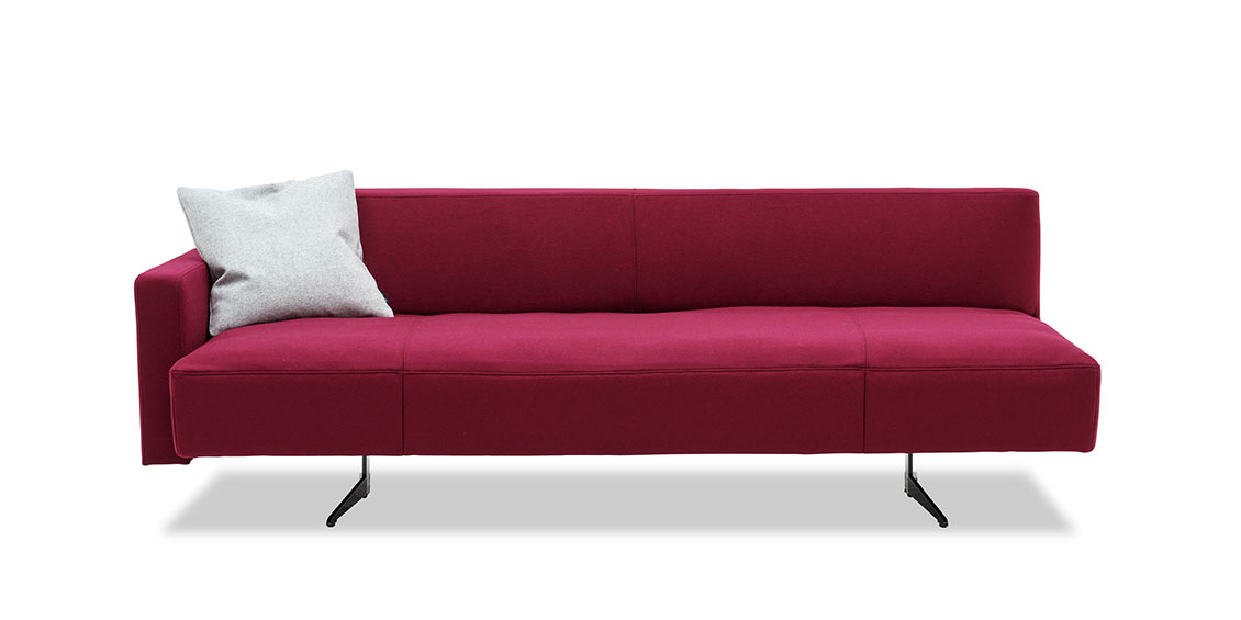 WAVE - 3 Platz Sofa mit Steckrücken und Steckarmlehne in Wolle rot